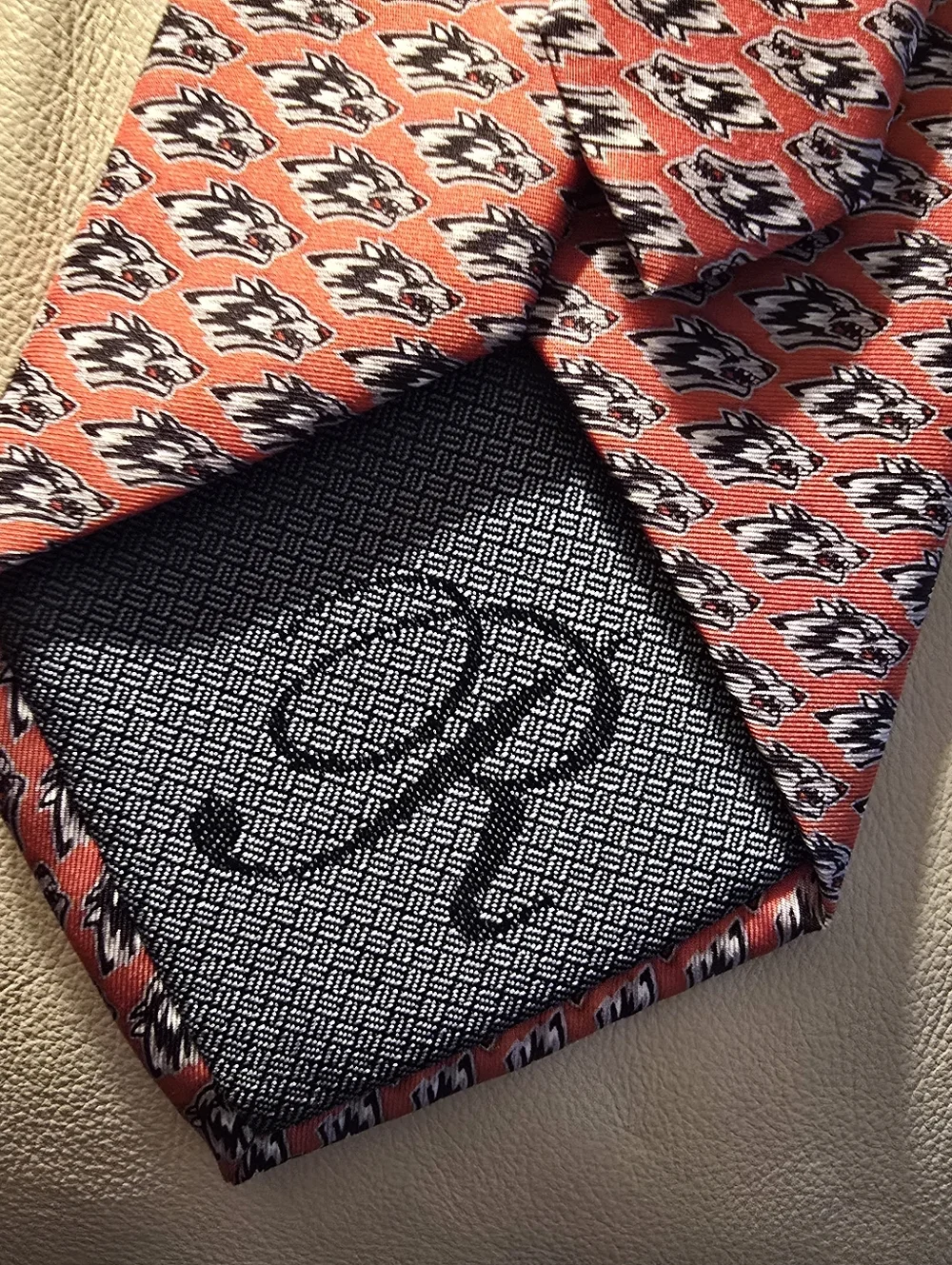 Rivetz Of Boston NC State Wolfpack Orange Silk Necktie Tuffy North Carolina
